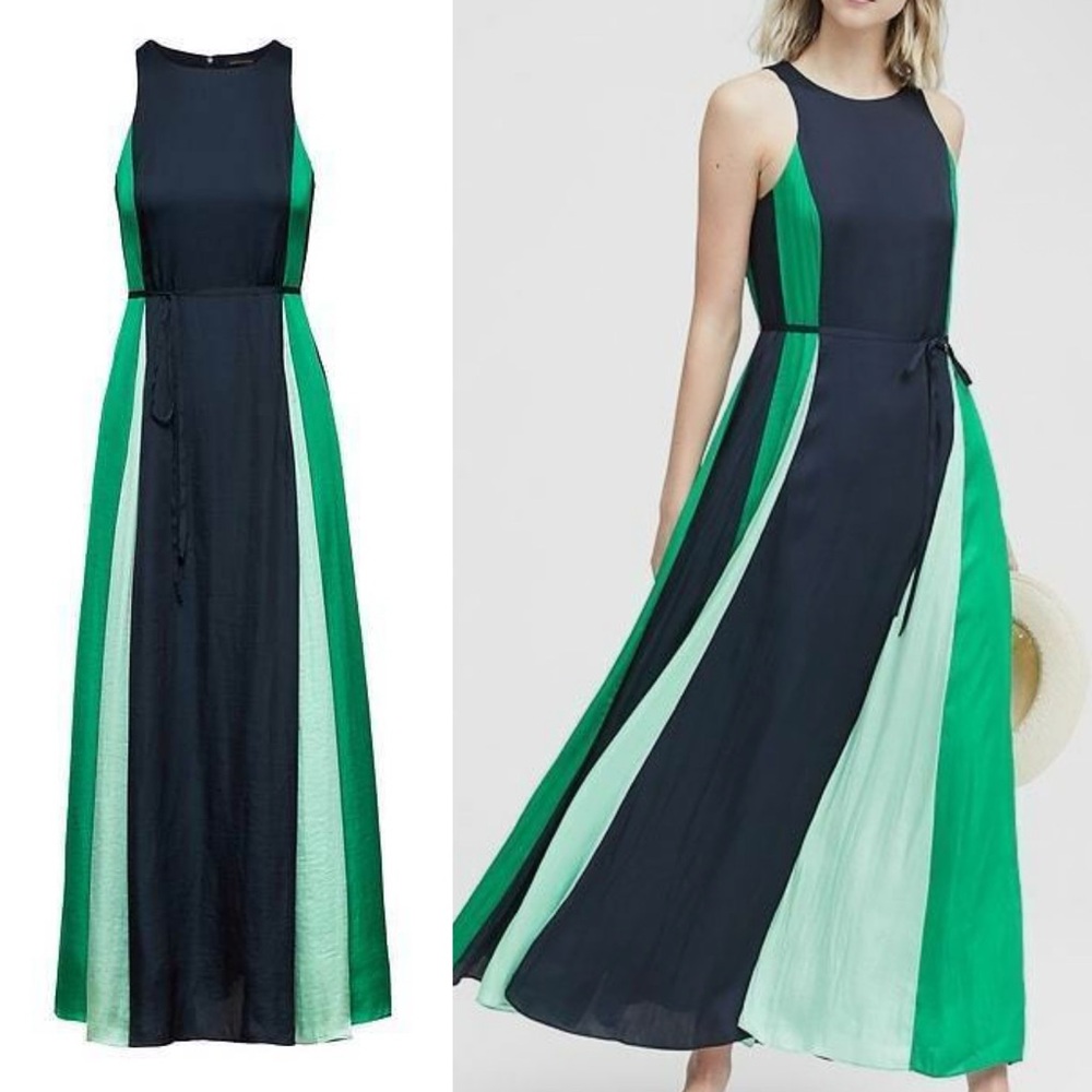 Banana Republic Navy and Teal Maxi Dress